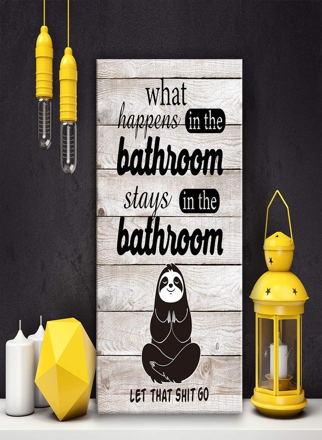 Hijie Funny Bathroom Decor Wall Art Canvas - Vintage Bathroom Quotes and Sayings Poster Canvas Wall Art for Restroom/Toilet/Bathroom Decor - Retro Farmhouse - Image 4