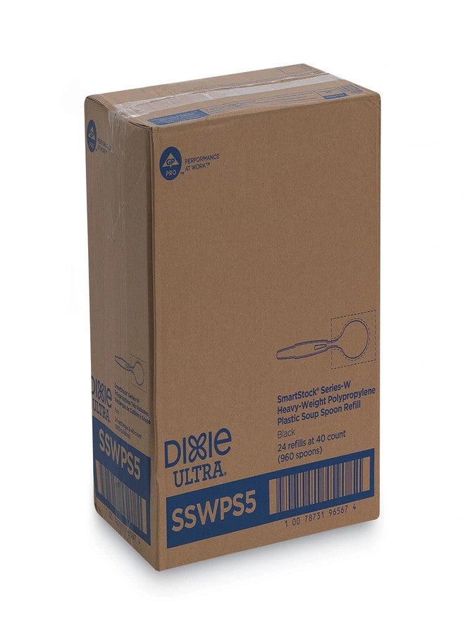 Dixie Sswps5 Smartstock Wrapped Heavy-Weight Cutlery Refill, Soup Spoon, Black, 960/Carton - Image 1