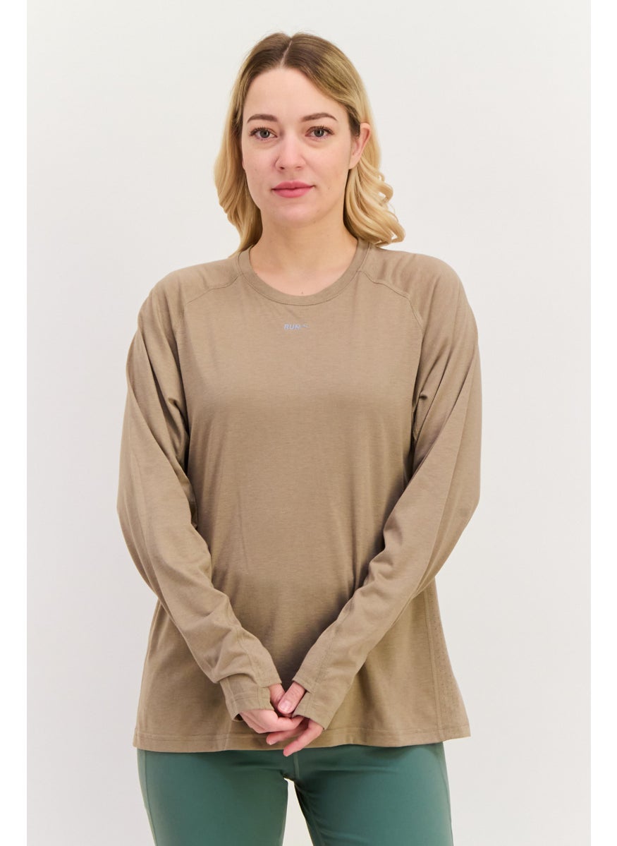 PUMA Women Sportswear Fit Long Sleeves Running Top, Taupe  - Image 1