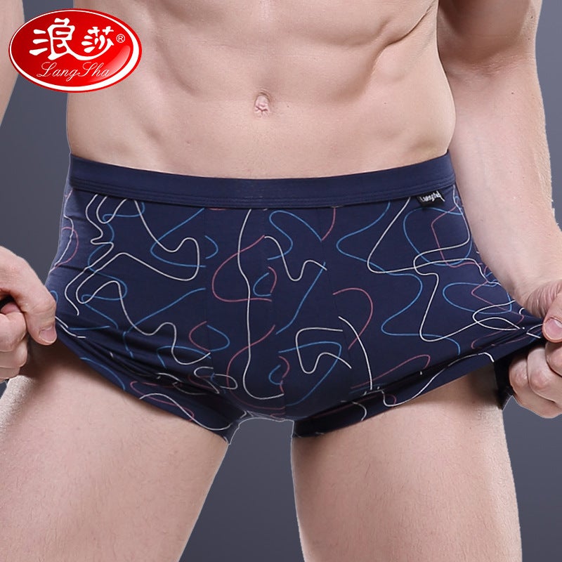 New Langsha Underwear Men''s Spring and Summer Mid-Waist Printed Sexy Breathable Youth Boxer Shorts Boxer Briefs Wholesale - Image 3