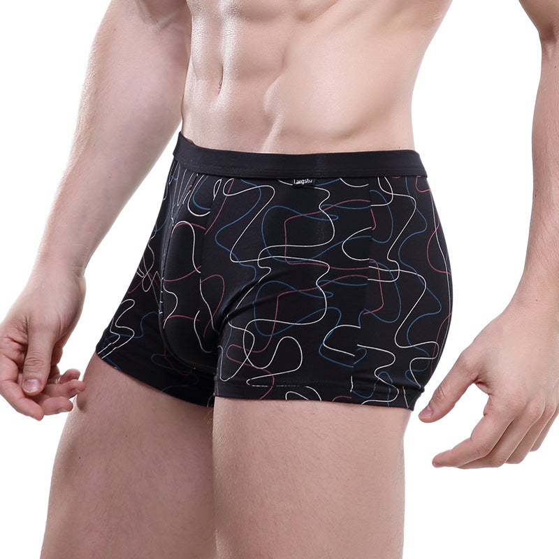 New Langsha Underwear Men''s Spring and Summer Mid-Waist Printed Sexy Breathable Youth Boxer Shorts Boxer Briefs Wholesale - Image 1