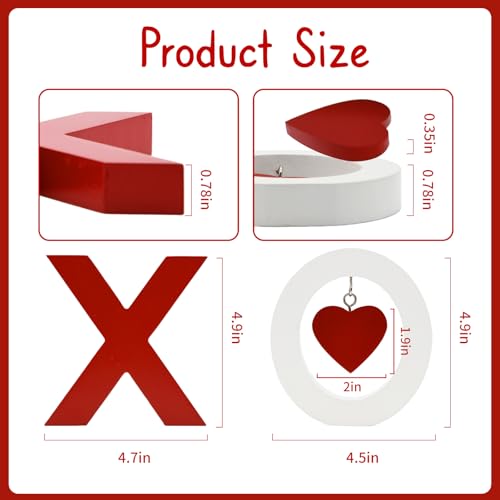 Craflox Valentines Day Table Decor, Wooden XOXO Block Signs, Valentines Wooden Sign House Decorations, Valentines Day Farmhouse Mantel Fireplace Tiered Tray Decor, Galentines Day Decorations - Image 3