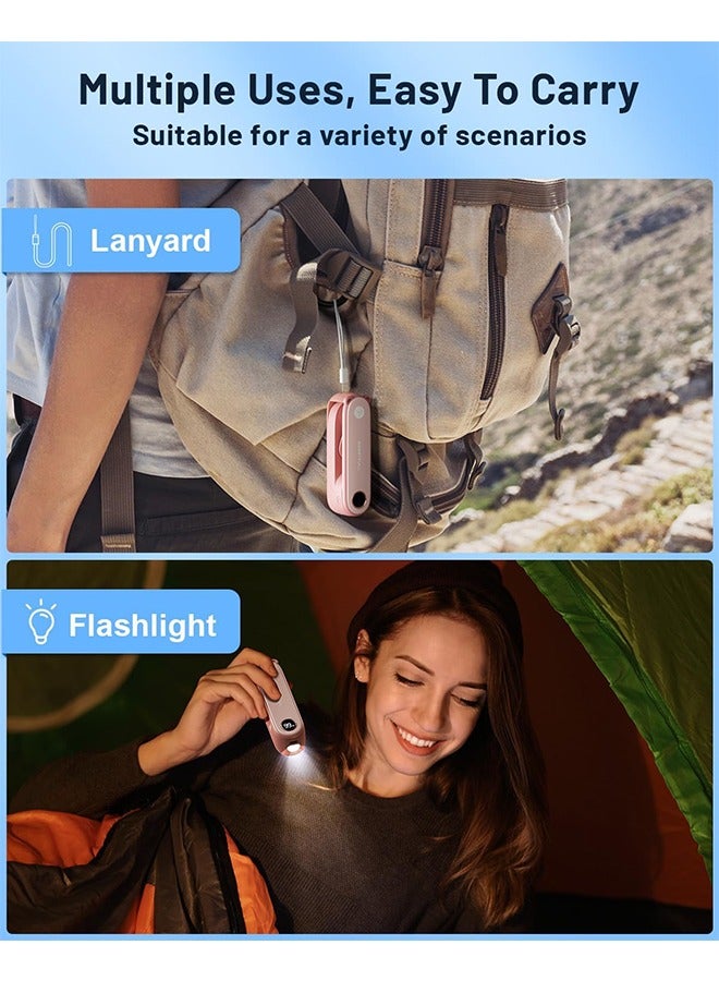 Loquat Portable Handheld Fan , Quiet mini Fan with LED Display, 2-in-1 Personal Foldable USB Rechargeable Handheld Fan u0026 Flashlight for Home , Travel, Commute, Makeup, Office, Cute Little Pocket Fan (P - Image 5