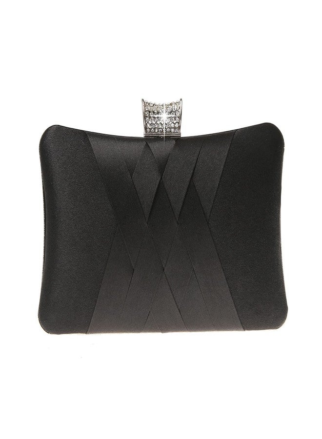 DA BODAN Fashion Womens Jane Satin Diamante Clutch Rhinestone Evening Bridal Prom Party Handbag Crossbody Purse Chain Bag - Image 1