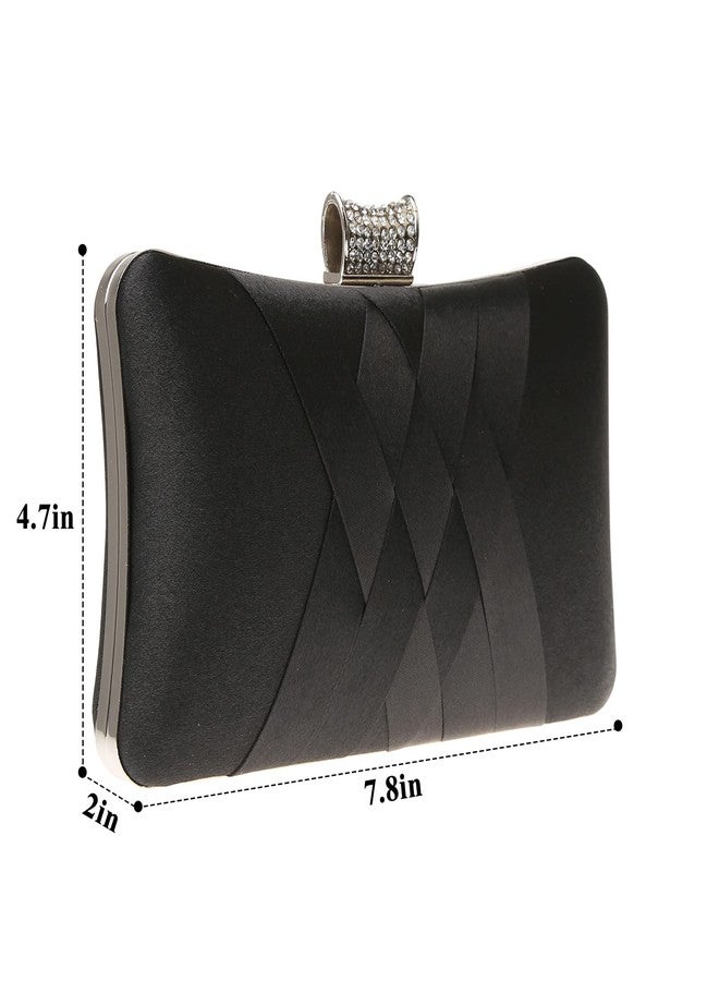 DA BODAN Fashion Womens Jane Satin Diamante Clutch Rhinestone Evening Bridal Prom Party Handbag Crossbody Purse Chain Bag - Image 2