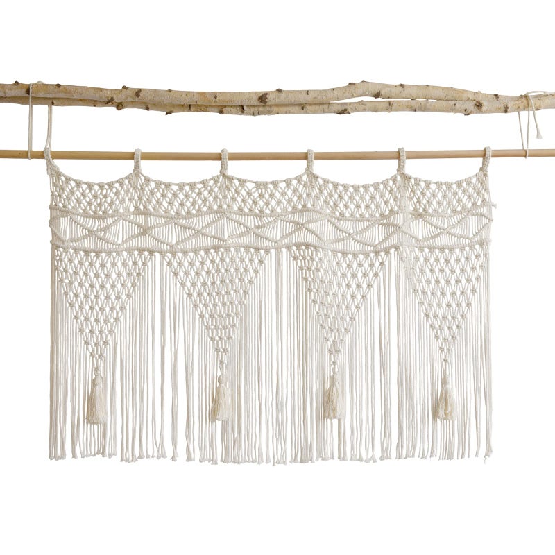 Flber Flber Macram Valance for Window Kitchen Macrame Curtain Door Divider Boho Home Room Decor 43 Wx 30 L 