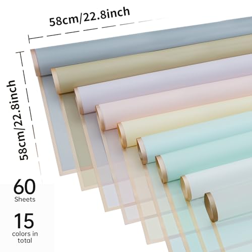 Bupduq 60 Sheets 15 colors Flower Bouquet Wrapping Paper，Florist Supplies Waterproof Floral Bouquet Wrapping Paper Bouquet Accessorie，Flower Shop Packaging Pape for DIY Gift Wedding Birthday - Image 4