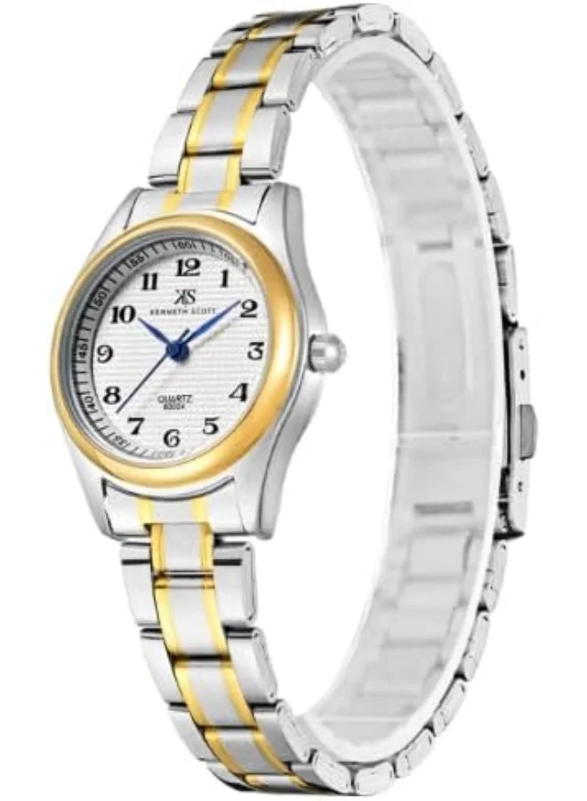 كينيث سكوت Kenneth Scott Women's Watch, Analog Display and Steel Strap - K23552-TBTW, Gold