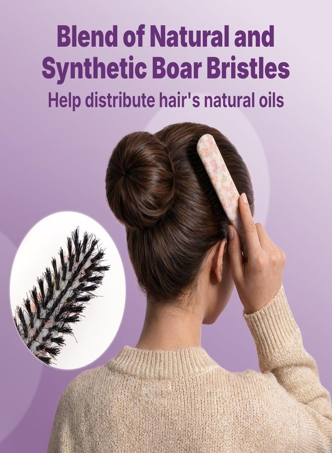 Goody 3-Piece Styling Hairbrush Set, Floral Pattern, Boar Bristle Smoothing Brush for Shine, Half-Round 180° Brush for Volume, Rat-Tail Comb for Precision, For All Hair Types, Gift for Women & Girls - Image 4