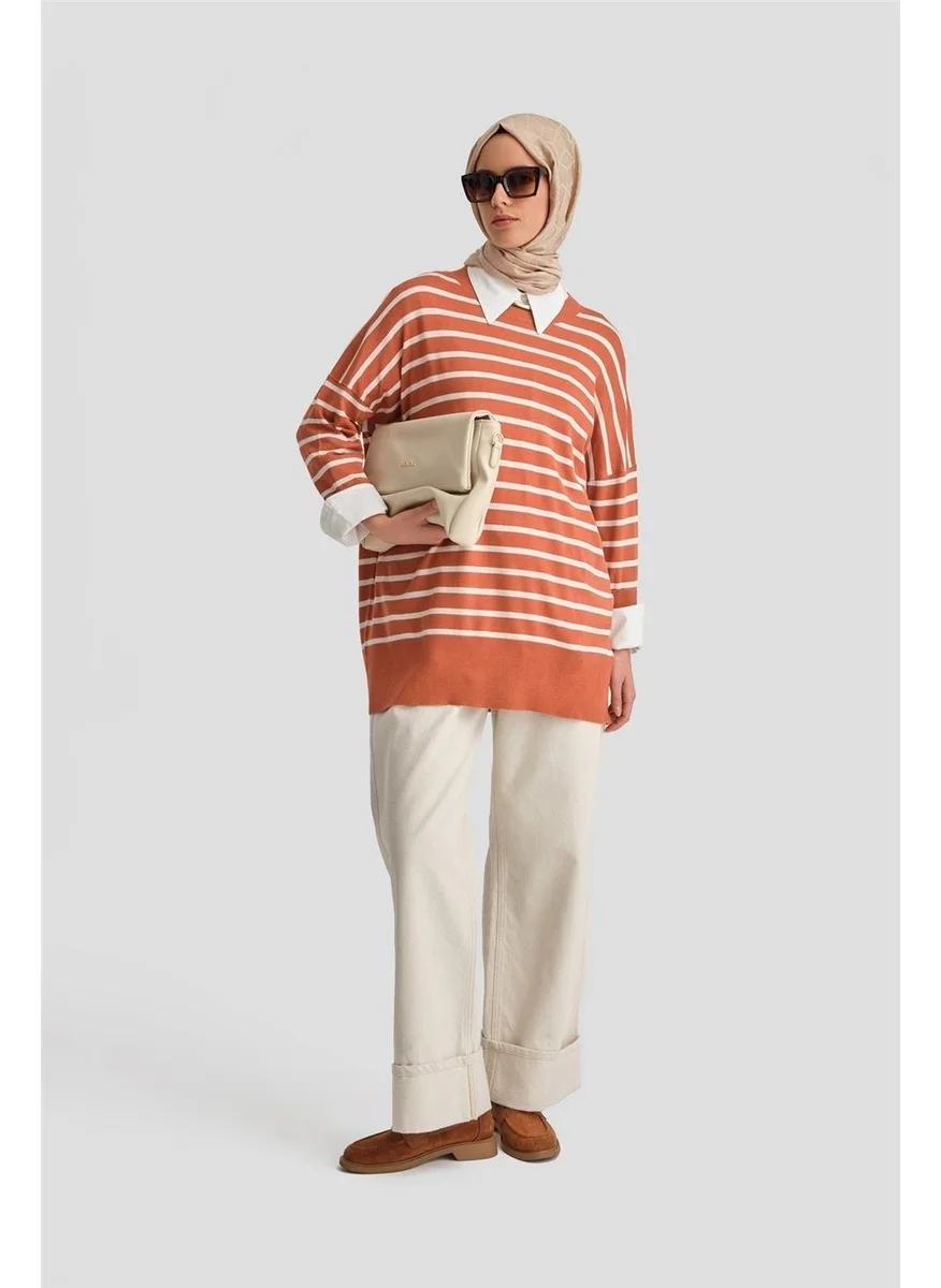 ARMINE Striped Knitwear Tunic 24Kd2007 Orange