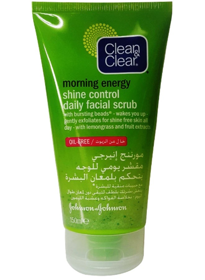 Clean & Clear Morning Energy Shine Control Daily Facial Scrub with Lemongrass & Fruit Extracts - 150ml - Image 1