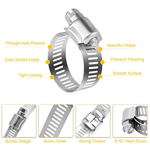 WINL Stainless Steel Hose Clamps - 16 Pack Worm Gear Drive Hose Clamps SAE 10 Clamping Range of 1/2'' to 1-1/16'' (13mm-26mm) for Automotive Plumbing,1/2 Inch, 3/4 Inch,1 Inch Clamps - Image 4