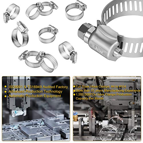 WINL Stainless Steel Hose Clamps - 16 Pack Worm Gear Drive Hose Clamps SAE 10 Clamping Range of 1/2'' to 1-1/16'' (13mm-26mm) for Automotive Plumbing,1/2 Inch, 3/4 Inch,1 Inch Clamps - Image 5