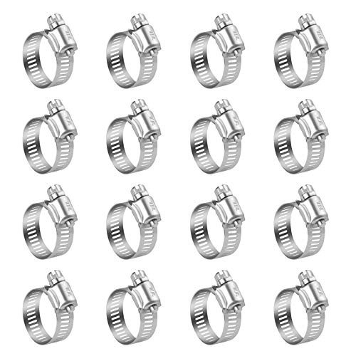 WINL Stainless Steel Hose Clamps - 16 Pack Worm Gear Drive Hose Clamps SAE 10 Clamping Range of 1/2'' to 1-1/16'' (13mm-26mm) for Automotive Plumbing,1/2 Inch, 3/4 Inch,1 Inch Clamps - Image 1