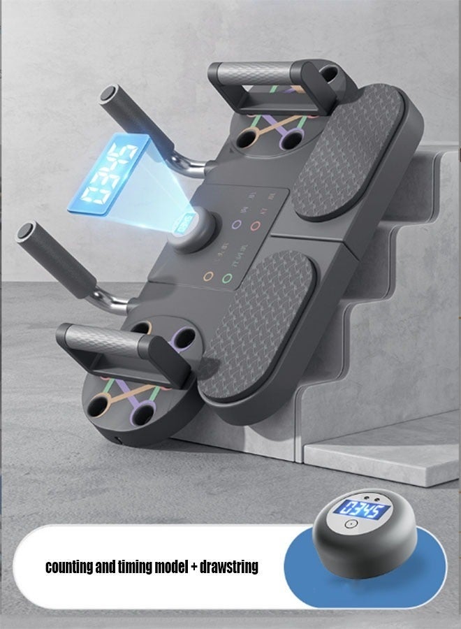 Arabest 5 in 1 Push Up Board, Multifunction Press Up Board with Timing Resistance Bands,Muscles Exercise Pushups Training, 5 In 1 Abdominal Training Board, Suitable For Indoor, Outdoor, Training Room (Black) - Image 4