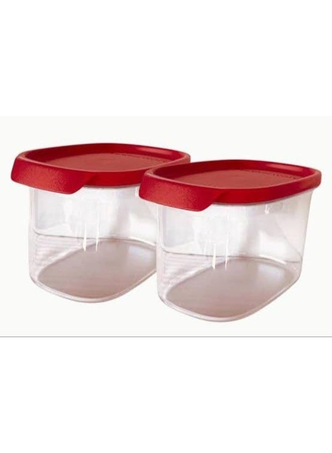 توبروير علبة تخزين جافة بيضاوية شفافة للغاية من تابروير، سعة 1 لتر، غطاء أحمر - Image 2