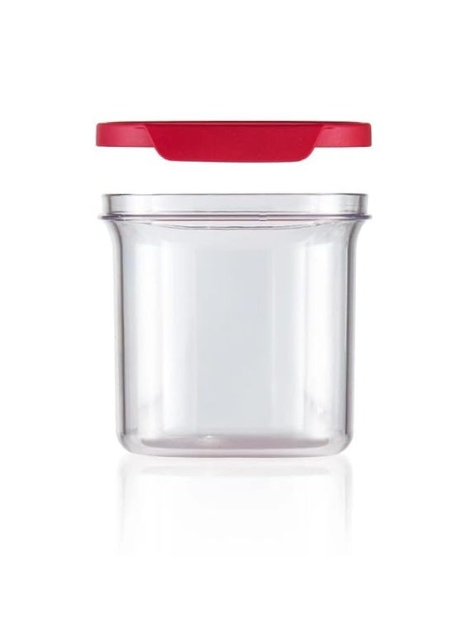 توبروير علبة تخزين جافة بيضاوية شفافة للغاية من تابروير، سعة 1 لتر، غطاء أحمر - Image 1