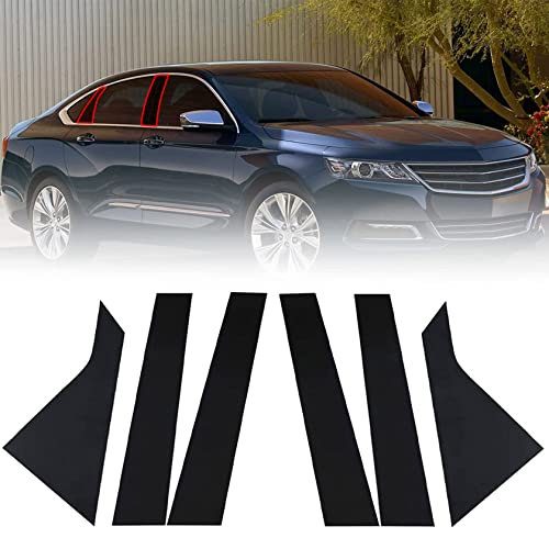 FZJDSD Glossy Black 6pcs Pillar Posts Door Window Trim Compatible with Chevy Impala 2014 2015 2016 2017 2018 2019 2020 - Image 1