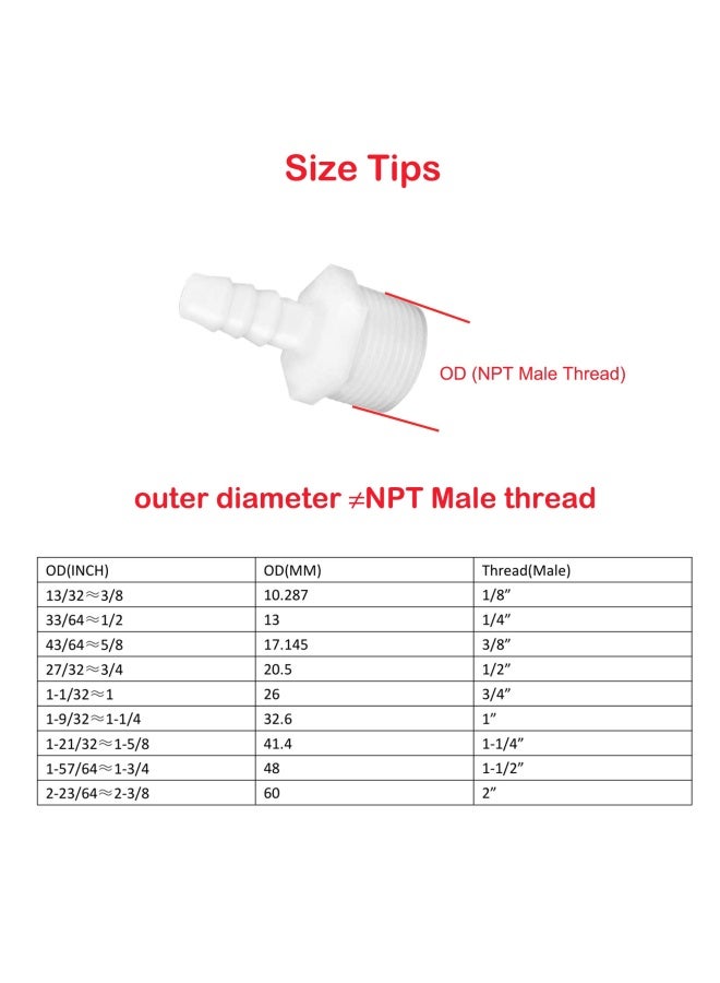 Joytube Plastic Hose Barb Fittings 1/4 Inch Barb X 1/2 Inch Npt Male Thread Adapter Connector Pipe Fittings Pack Of 6  - Image 4