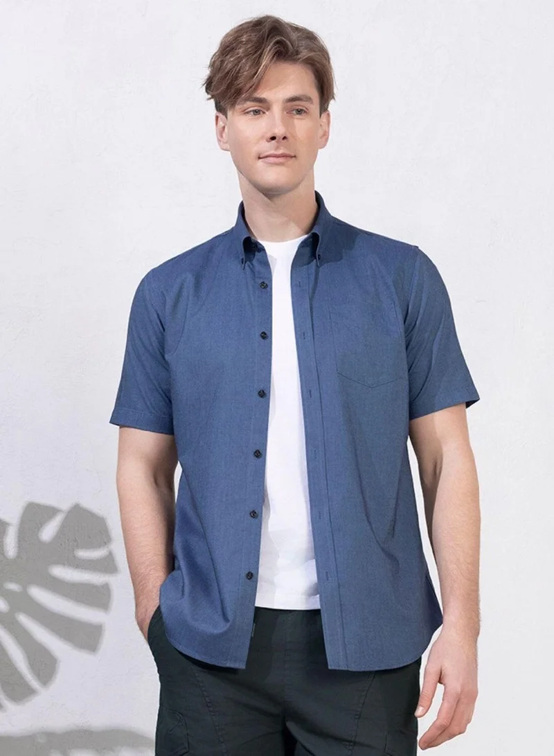 Men's Wrinkle-Free Short Sleeve Cotton Oxford Shirt