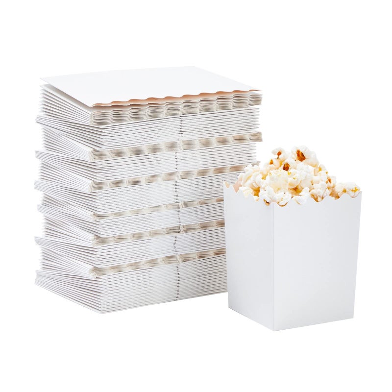 Juvale 100 Pack Mini Popcorn Boxes for Party Bulk White Popcorn Containers for Movie Night Decorations 3 x 4 In  Carnival Decor