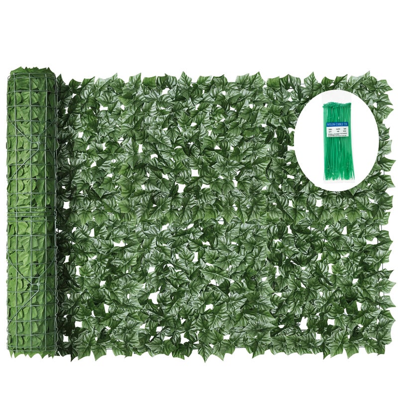 KASZOO Artificial Ivy Privacy Fence Screen - 120x40in Artificial Faux Privacy Fence Panel Artificial Green Wall Balcony Privacy Screen Decoration for Patio, Balcony, Wall, Backyard Indoor Outdoor - Image 1