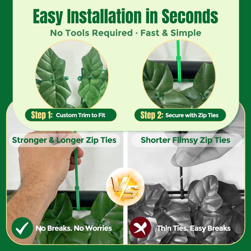 KASZOO Artificial Ivy Privacy Fence Screen - 120x40in Artificial Faux Privacy Fence Panel Artificial Green Wall Balcony Privacy Screen Decoration for Patio, Balcony, Wall, Backyard Indoor Outdoor - Image 4