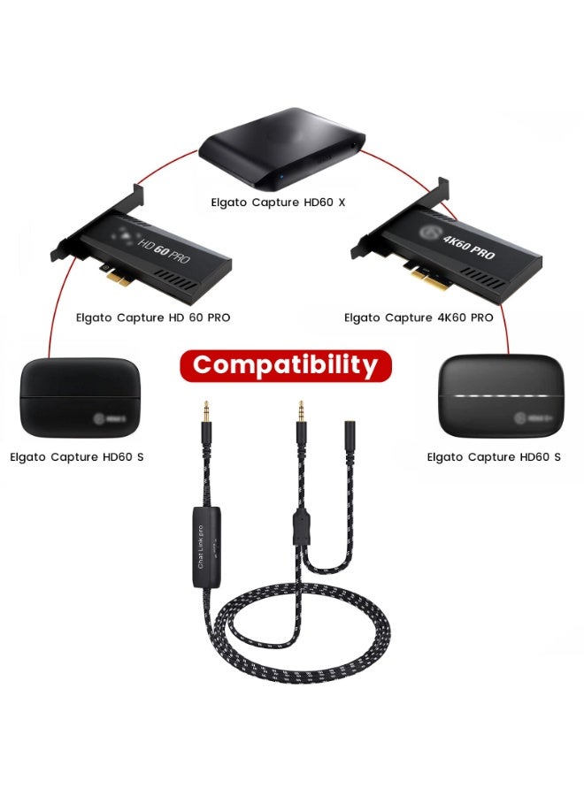 KISSUN HD60 S+ Chat Link Pro Cable Replacement for Elgato HD60 X, HD60PRO Capture Card, Chat Adapter Replacement for Nintendo Switch, Xbox One and PS5, with in-line Isolator - Image 5