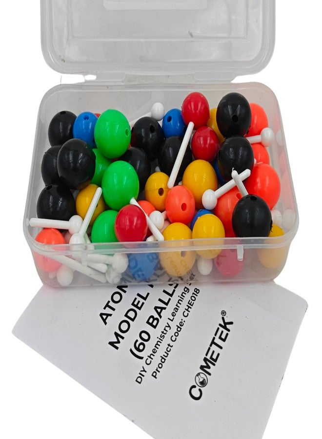 Cometek® Atomic Molecular Model Set for Chemistry Students - 60 Atoms + 26 Bonds, DIY Molecule Building Kit with Plastic Box, Science Education Tool for School & College - Image 2