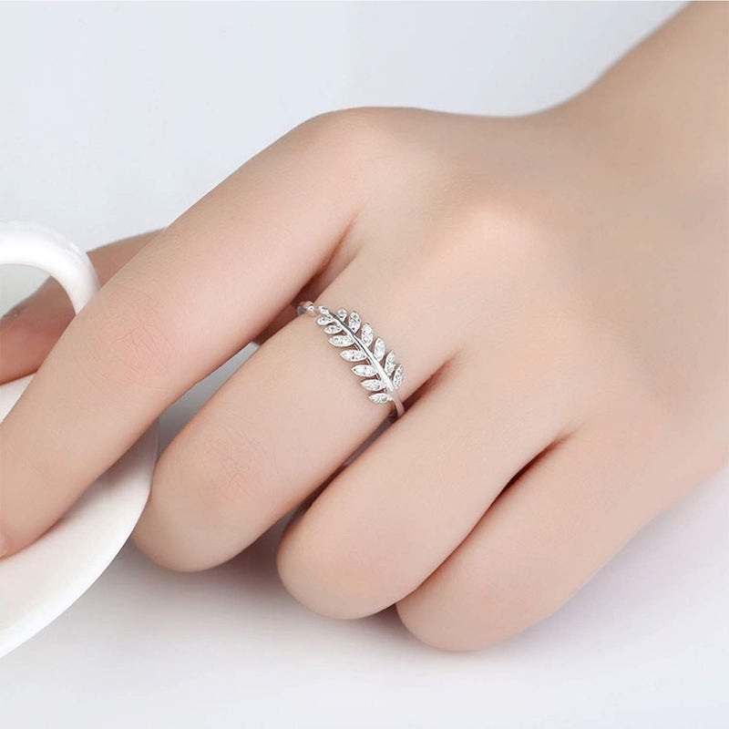 Mahi Cute Leafy Adjustable Finger ring with Crystal stones for girls and women (PAFR1103010PR) - Image 2