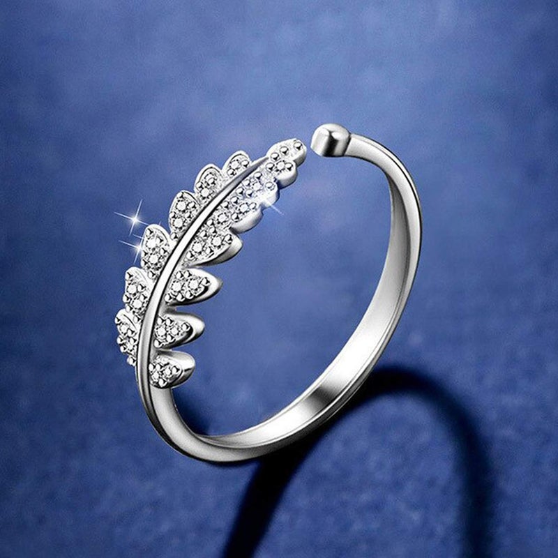 Mahi Cute Leafy Adjustable Finger ring with Crystal stones for girls and women (PAFR1103010PR) - Image 3