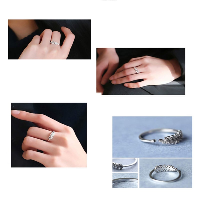 Mahi Cute Leafy Adjustable Finger ring with Crystal stones for girls and women (PAFR1103010PR) - Image 4