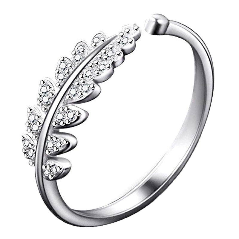 Mahi Cute Leafy Adjustable Finger ring with Crystal stones for girls and women (PAFR1103010PR) - Image 1