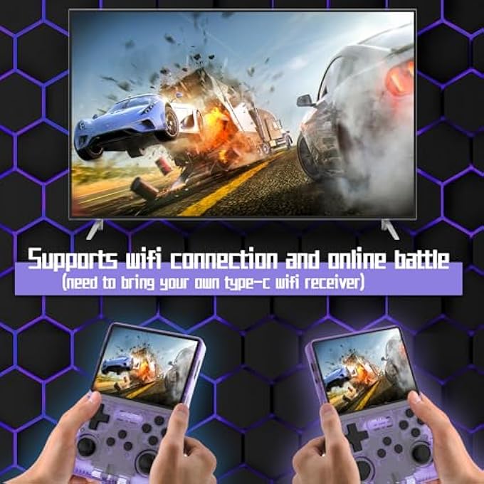 [30000 IN 1] R40S PRO HANDHELD GAME CONSOLE 3.5 INCH IPS SCREEN MINI RETRO CONSOLE 3800MAH PORTABLE POCKET ARCADE 12+ MAINSTREAM EMULATOR 256G TF CARD TRANSPARENT.(PURPLE) - Image 2