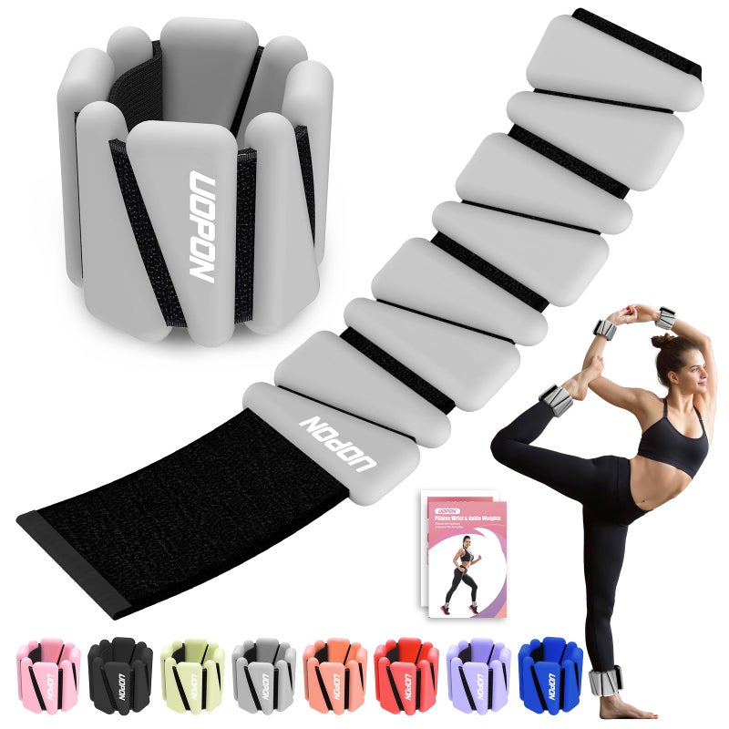 UOPON Wrist Ankle Weights for Women Soft Silicone Wrist Weights Set of 2 for Walking Pilates Yoga Barre Strength Training Weighted Bangles with Secure NonSlip Fit for Arm Leg Workouts 2 lb - Image 2