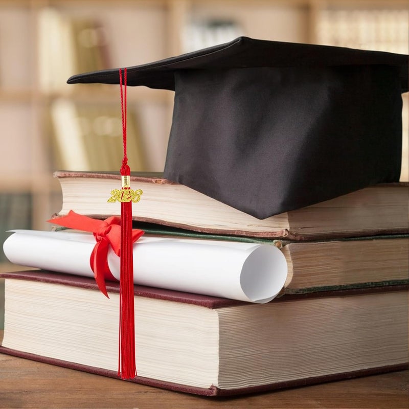QEYMN شرابة تخرج 2026، شرابة تخرج حمراء، شرابات قبعة التخرج، شرابات 2026 مع قلادة ذهبية لعام 2026 لإكسسوارات وزينة قبعة التخرج لحفلات قبعة الخريجين - Image 2