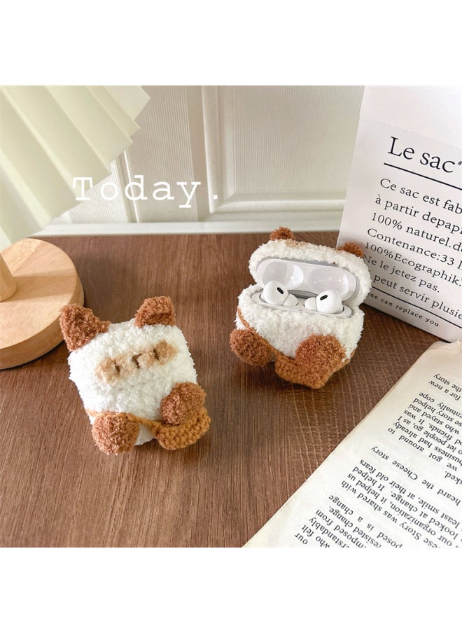 Generic - Airpods 4 Headphone Protective Case Cartoon Plush Doll For Apple1/2/3 Gen Pro Wireless Bluetooth Soft-Color:Plush Soft Shell-backpack White Cat-Model:Airpods (third Generation) Protective Case - Image 1