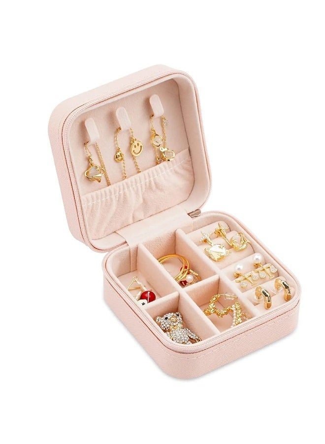 Lazer Jewellery Organiser PU Leather Zipper Square Portable Mini Square Storage Box Case with Dividers Container for Rings, Earrings, Necklace Home Organizer - Image 4