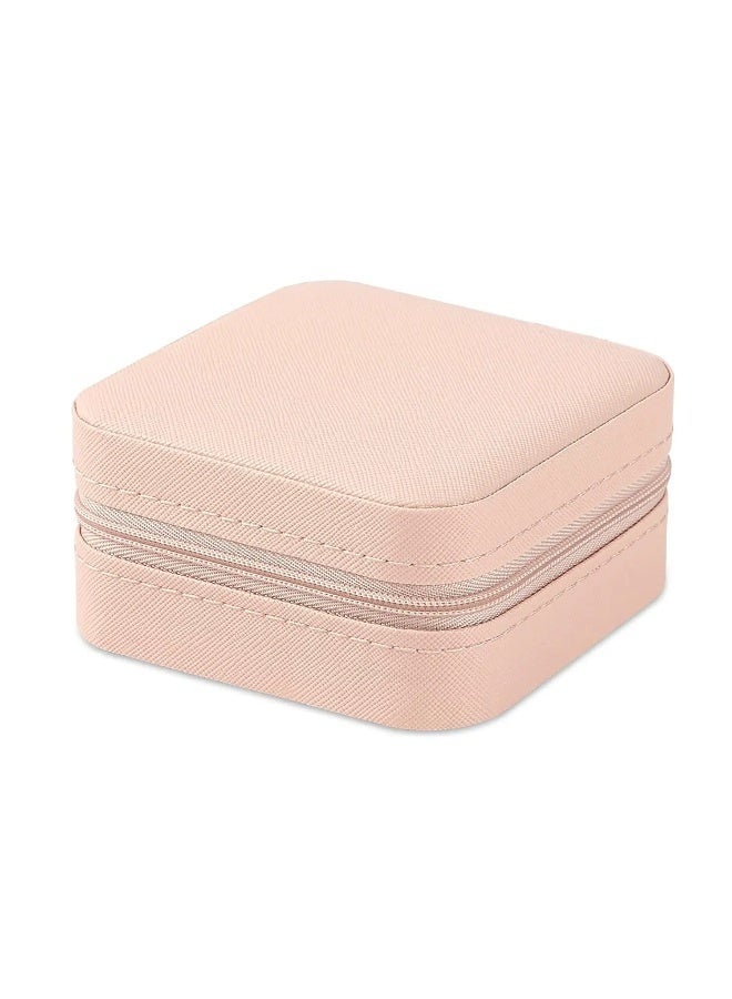 Lazer Jewellery Organiser PU Leather Zipper Square Portable Mini Square Storage Box Case with Dividers Container for Rings, Earrings, Necklace Home Organizer - Image 3