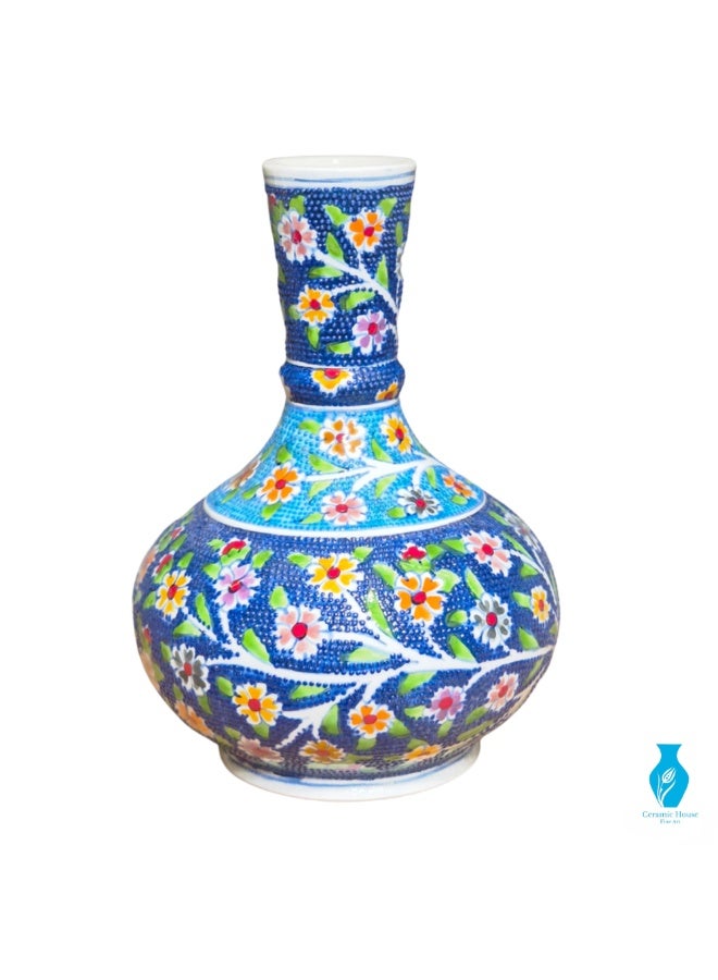 فازة سيراميك تركية يدوية الصنع مزخرفة - 20 سم - Image 1