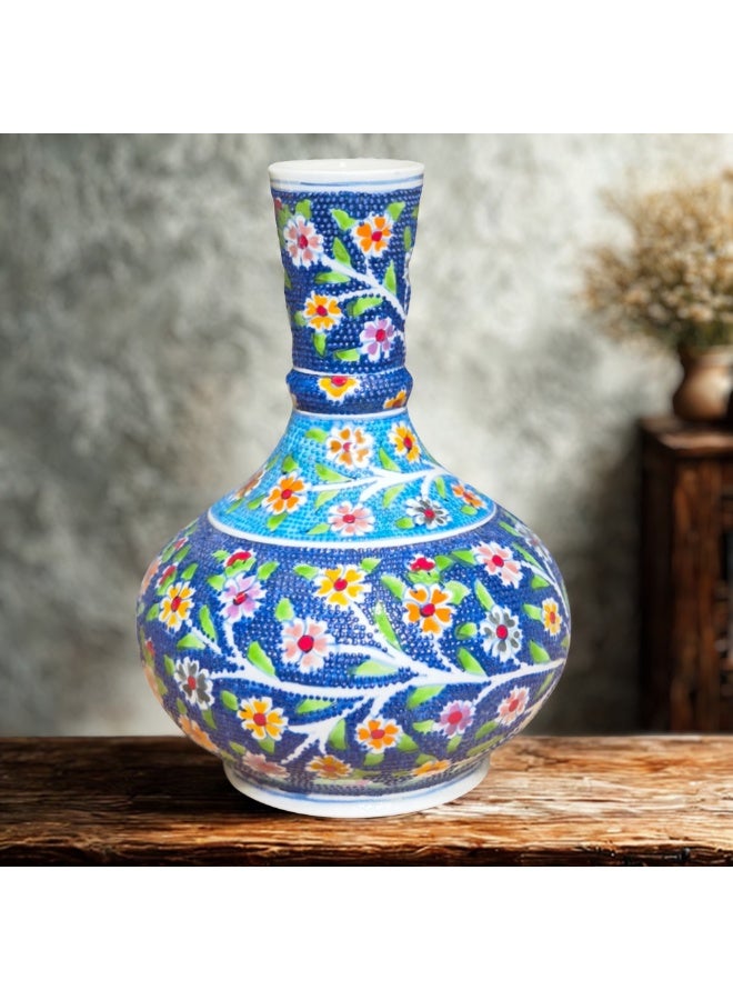 فازة سيراميك تركية يدوية الصنع مزخرفة - 20 سم - Image 2
