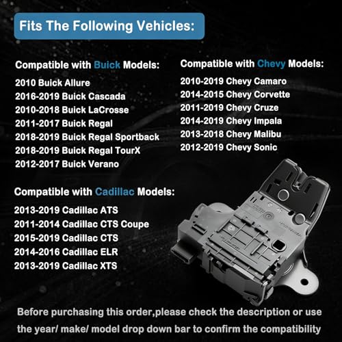 GELAIDI Trunk Latch Actuator for Chevrolet Chevy Malibu Sonic Impala Cruze Corvette Camaro Buick Regal Lacrosse Verano Allure Cadillac ATS ELR XTS CTS Replace OE13501988 940108 - Image 5