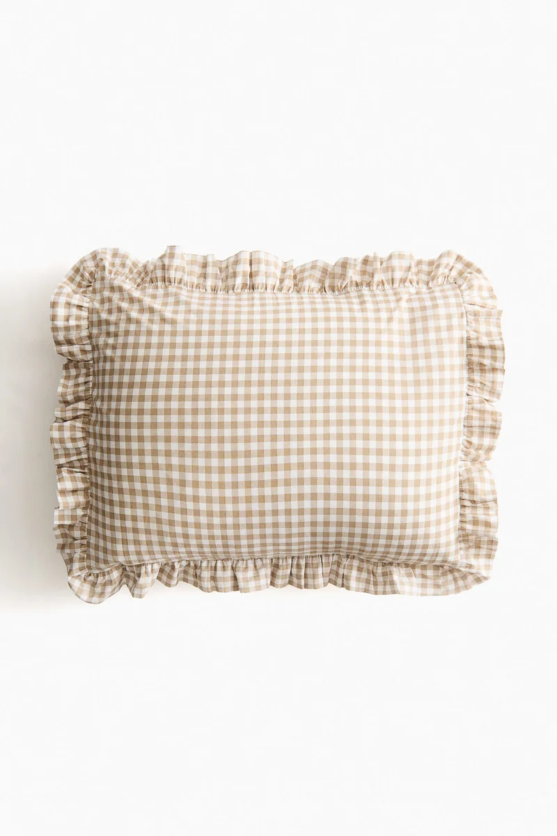 اتش اند ام غطاء وسادة قطني بحافة مكشكشة