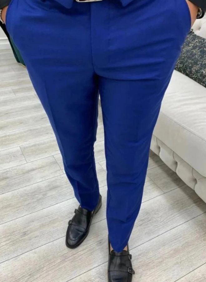 DAVANCHY Men Royal Blue Stylish Pant Classic Tailored Fit Pant Formal Wedding Wear Trouser Trendy Solid Pant Best Gift For Him  - Image 1