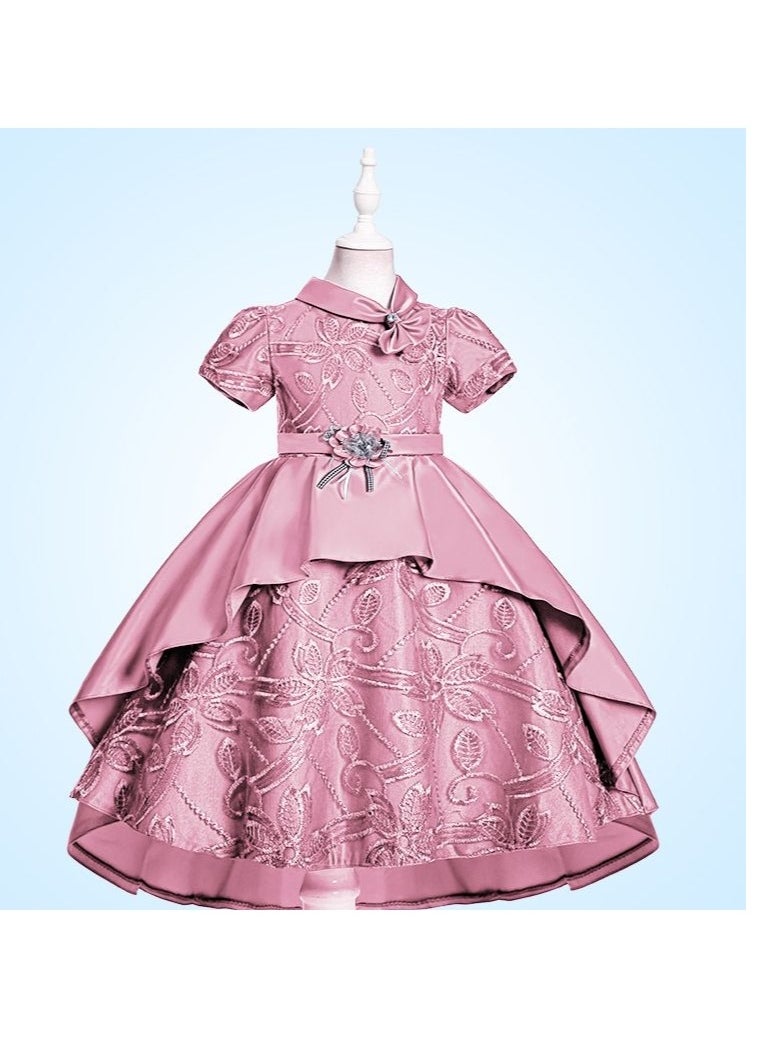 KUYING - New Mid size Children's Trail Satin Embroidered Children's Princess Dress - Image 1