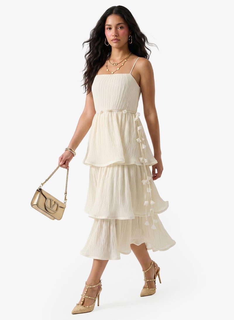 GUESS Spaghetti Strap Tiered Ruffle Maxi Dress - Image 1