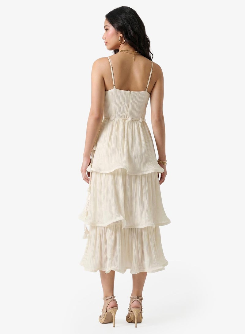GUESS Spaghetti Strap Tiered Ruffle Maxi Dress - Image 2