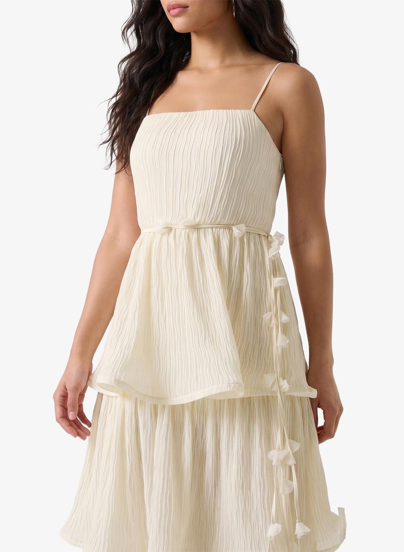 GUESS Spaghetti Strap Tiered Ruffle Maxi Dress - Image 3