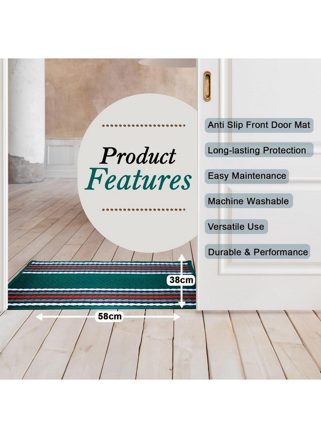 Status Contract Anti Slip Front Monsoon Doormat (38x58cm)| Living Room Rug Polypropylene Floor Mat for Home|Essential Small Rug for Office, Bedroom & Kitchen| Dark Green, Rectangular - Image 4