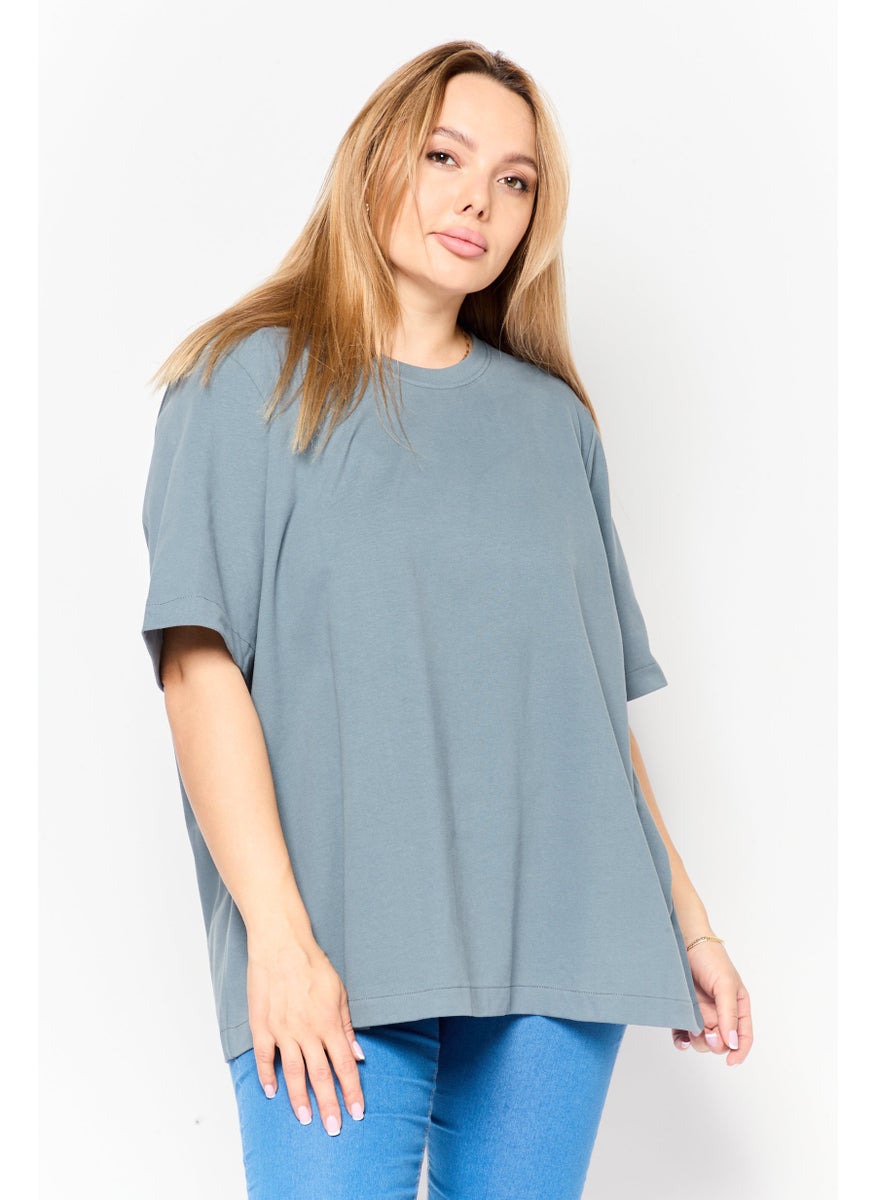 Women Crew Neck Short Sleeve Solid T-Shirt, Grey - pzsku/Z41A5F9F0D275AD8EB3F0Z/45/_/1737642981/7c94af5a-488f-4631-9d7a-68de232beebc